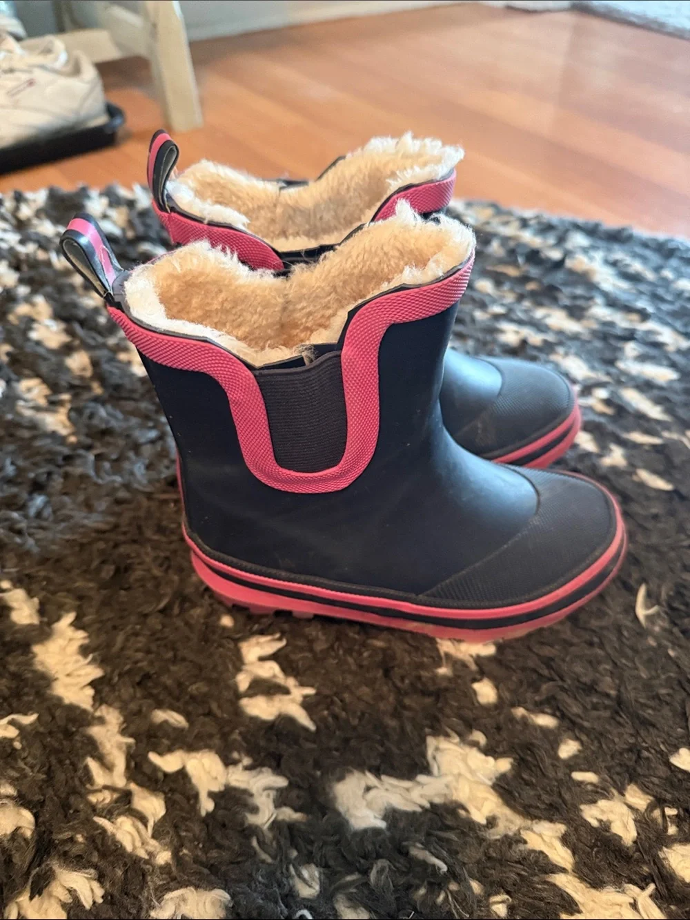 Kids Waterproof Winter Boots with Pink Trim